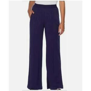 WENDY WILLIAMS COLLECTION Wide Leg Navy Dress Pant w/front pockets -- Sz Sm